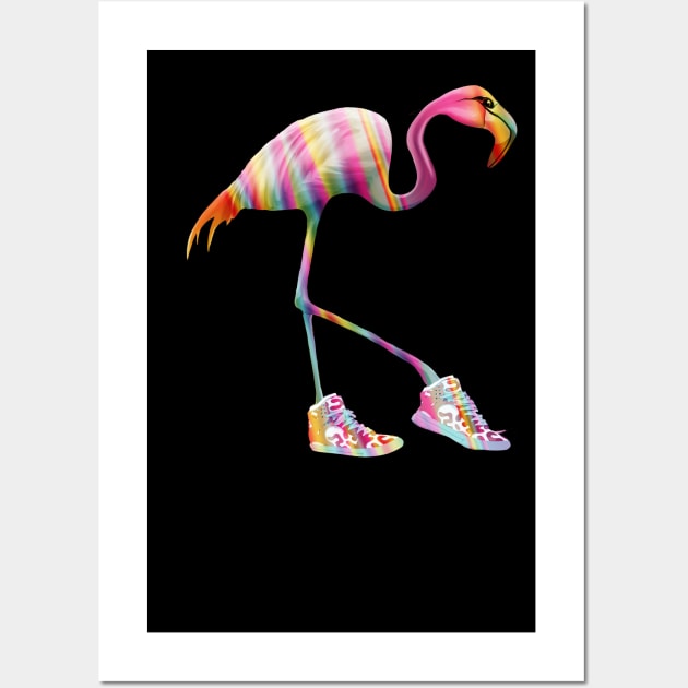 Raimbow Flamingo and shoes  sneakers Wall Art by Collagedream